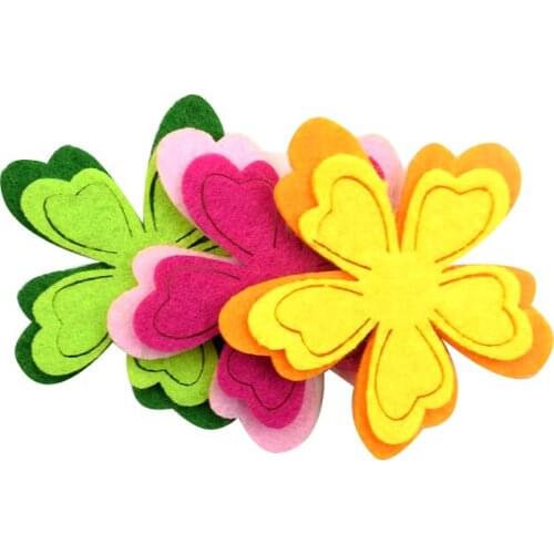 DIY 10Pcs Flowers Felt Appliques Fabric Flower decoration Non-woven Crafts 6mm Decor Kindergarten Scrapbooking