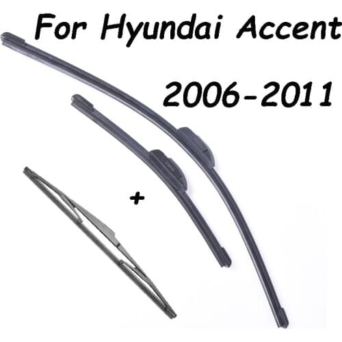 Front & Rear Wiper Blades For Hyundai Accent From 2006 2007 2008 2009 2010 2011 Years Windscreen Wiper Wholesale Car Accessories