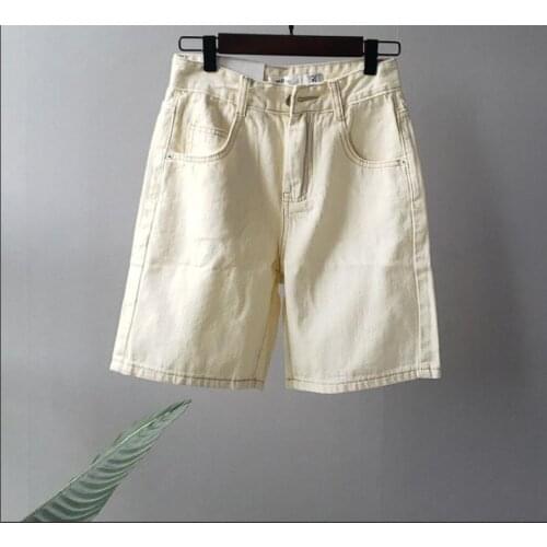 Summer Korean Fashion Streetwear Toppies White Denim Shorts for Women High Waist Straight Shorts