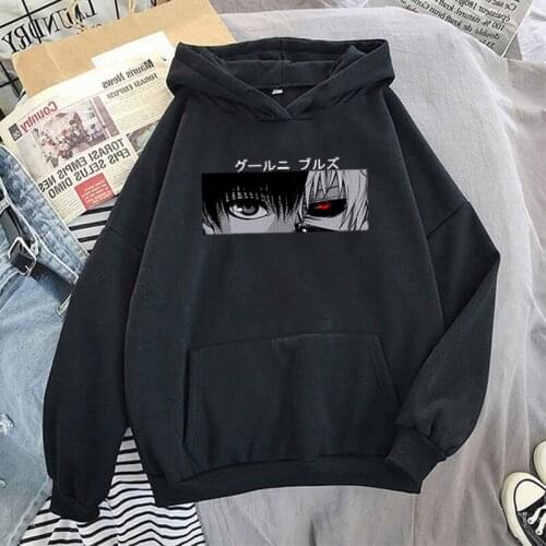 Tokyo Ghoul Kaneki Ken Eyes Japan Anime Print Pullover Hoodie Loose Hip Hop Sweatshirt Punk Streetwear Harajuku Women Hoodie