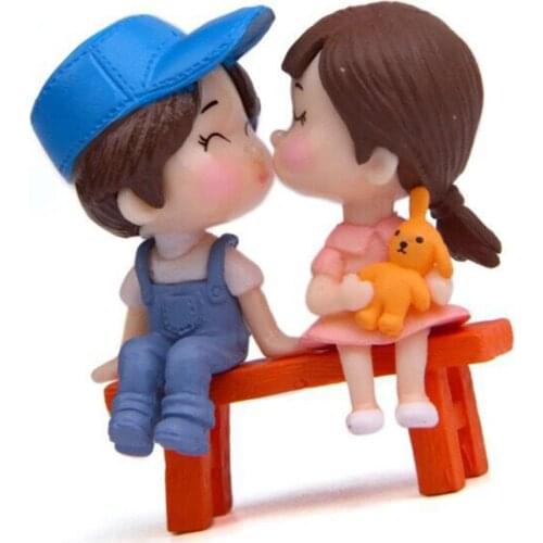 Birthday Cake Decoration Decoration Bench Couple Sitting On The Stool Kiss Boy And Girl Valentine Cake Decoration Doll Vinyl