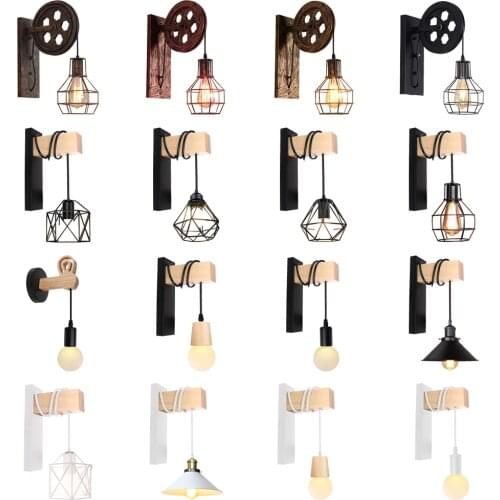 Vintage Industrial Wall Light Shade Ceiling Lifting Pulley Retro Loft Lamp Cafe Bar Adjustable Sconce Fixture Lighting Home Deco
