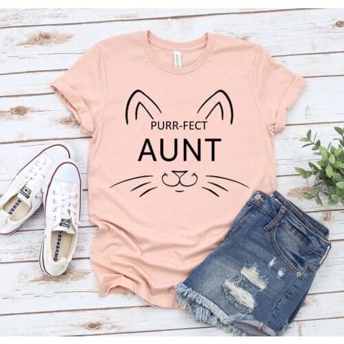 Funny Cat Lover For Aunts Cute Kitty Shirt 100% Cotton goth Short Sleeve Womens T-shirt Aesthetic O Neck Top Tee Drop Shipping
