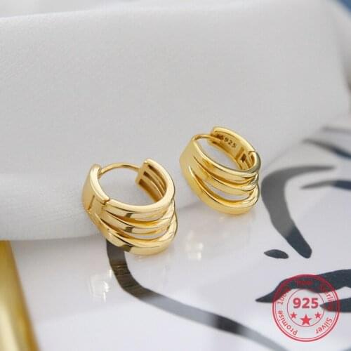 Factory Price 100% 925 Sterling Silver Minimalism Ear Clip Multi-layer Circle Ring Design Trend Wild Style Female Jewelry