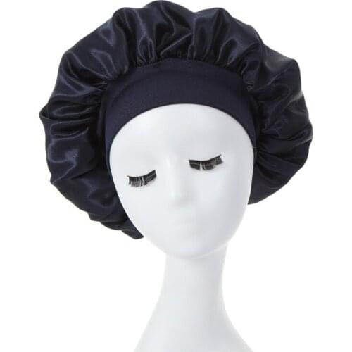Satin Silky Sleep Cap Women Shower Caps Hair Care Bonnet Nightcap with Elastic Band Head Wrap
