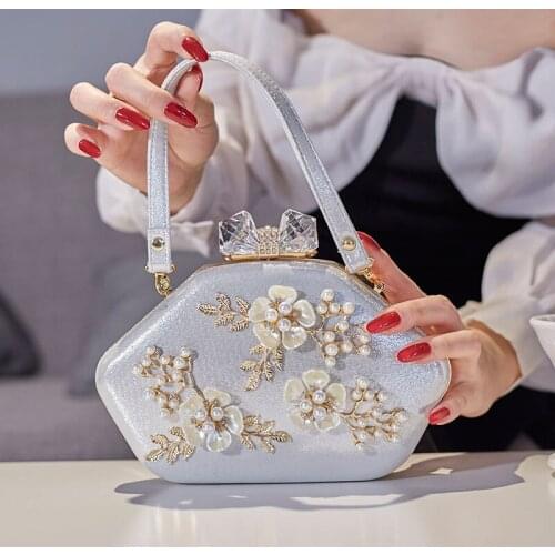 Womens bag Crystal Evening Clutch Purse Luxury Design Pearl Party Dinner Evening Bags