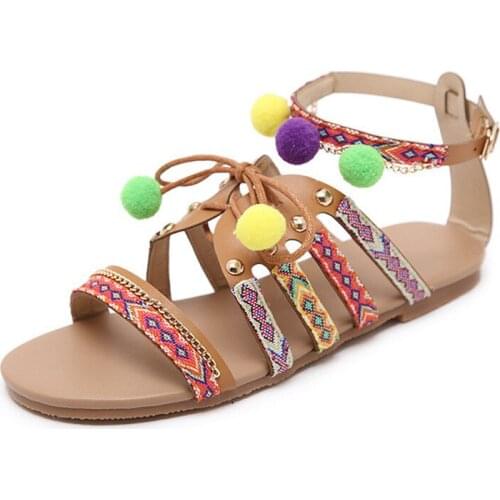 Women Sandals Bohemia Open Toe Flat Sandalias Summer Style Beach Women Shoes Casual zapatos mujer Size 34-43 XKD4046