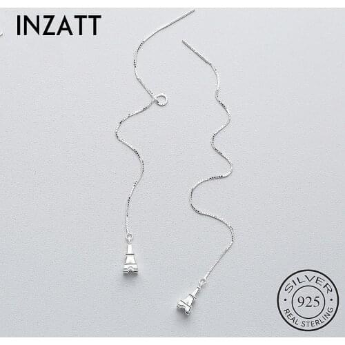 INZATT Romantic Tower Dangle Drop Earrings 925 Sterling Silver Fine Jewelry Long Chain Tassel For Women Wedding