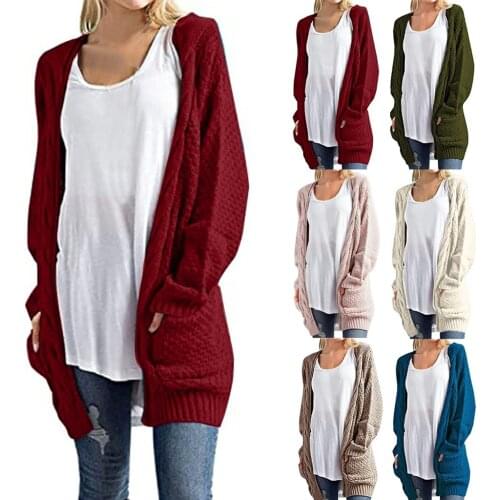 New Fashion Women Long Sleeve Knit winter Cardigan Sweater Solid Color Coat Korean style Lazy wind Loose Casual свитер женский F