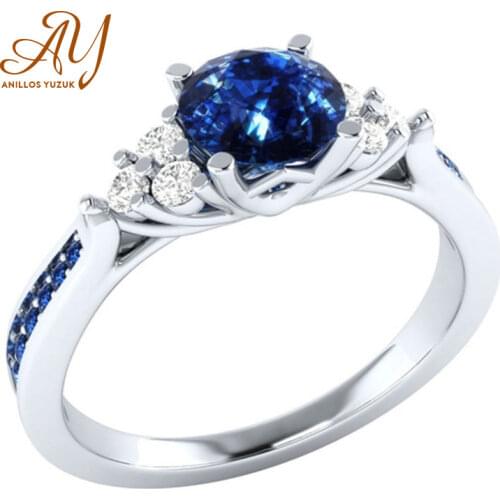 Anillos Yuzuk 925 Silver Oval Cut Created Sapphire Wedding Engagement Cocktail Women Topaz Rings Finger Fine Jewelry