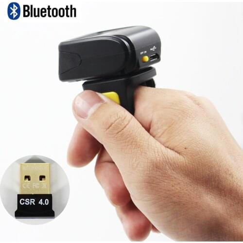 1D Laser Mini Bleutooth Ring Barcode Scanner,Wireless Bar code Reader with 16M Storage Space
