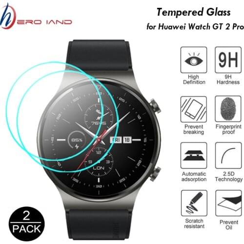2pc Screen Protector Tempered Glass For Huawei Watch GT 2 Pro GT2 Pro Protective Film Anti-Scratch Clear HD 2.5D 9H Premium film