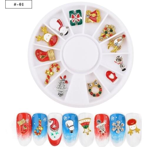 3D Snowflake Nail Charms DIY Nail Art Decorations Christmas Tree Santa Sock Gift Metal Nail Accessories For Girls Women