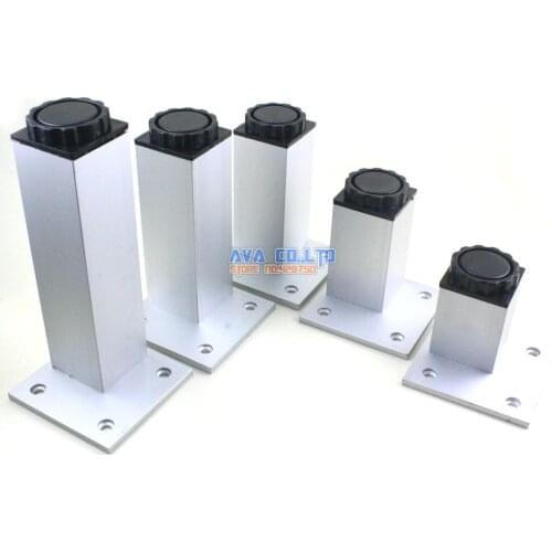 4 Pieces 300mm Adjustable Aluminum Square Furniture Cabinet Leg Cupboard Table Feet