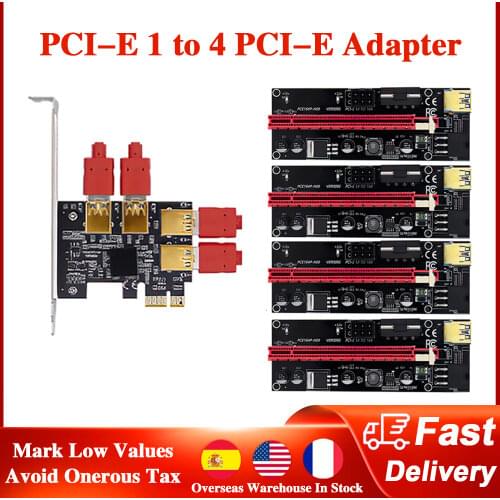 PCI-E to PCI-E Adapter 1 Turn 4 PCI-Express Slot 1x to 16x USB 3.0 Mining Special Riser Card PCIe Converter for BTC Miner Mining
