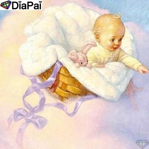 DiaPai 5D DIY Diamond Painting 100% Full Square/Round Drill "Child rabbit basket"Diamond Embroidery Cross Stitch 3D Decor A23429