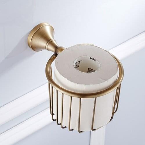 Bronze WC Paper Holder Antique Black Bathroom Soap Shampoo Storage Shelf Gold Paper Basket Brass Decorative Chrome Tissue Holder