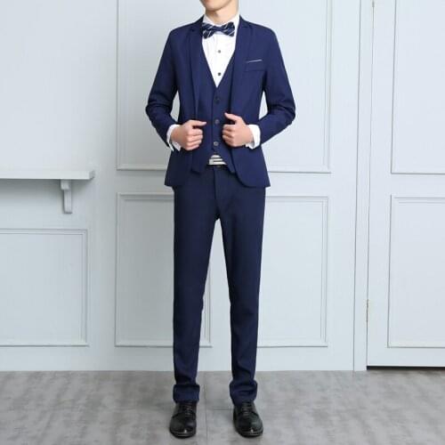 Business Casual Suit 3 Piece Suit Men (trousers + Jacket + Vest) Fashion Suit Mens Self-cultivation Large Size Suit