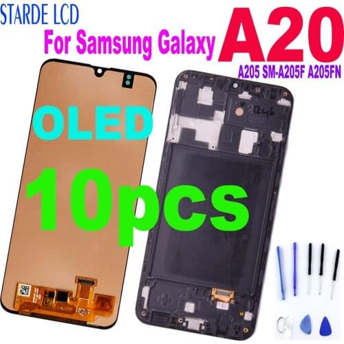 10PCS For Samsung Galaxy A20 LCD Display Touch Screen Digitizer Assembly For Samsung A205 SM-A205F A205FN LCD Replacement