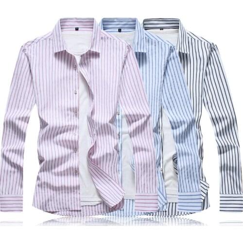 Hawaiian Beach Casual Striped For 2021 Autumn Spring Clothes Shirts MenS Long Sleeves OverSized 5XL 6XL 7XL