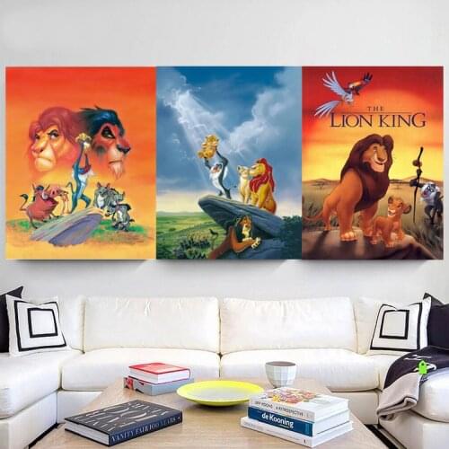 Disney Lion King Animation Canvas Painting Cartoon Watercolor Poster 5D Prints Abstract Art Wall Pictures Living Room Home Decor