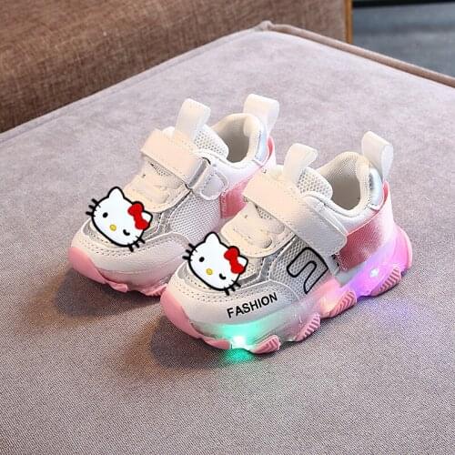 Sanrio hello kitty lights up boys and girls sneakers for fall 2021 new fashion kids children casual shoes baby LED toddler shoes