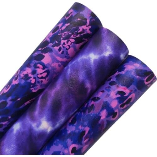 LEOsyntheticoDIY Purple Leopard Printed Synthetic Faux Leather Fabric Sheets Felt Backing For Bows Earring DIY 21X29CM 6S76B