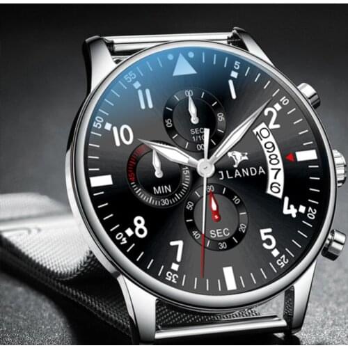 Fashion Mens Watches Quartz Watch Casual Slim Mesh Steel Waterproof Chronograph Sport Watch Casual Wrist Watch Relogio Masculino