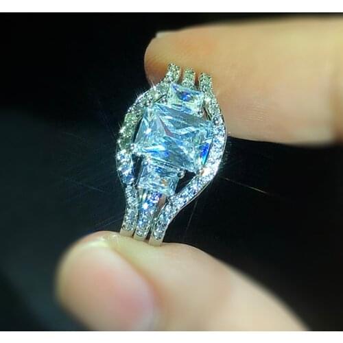 ZHOUYANG Ring Set For Women Luxury Bridal Wedding Engagement Jewelry Silver Color Accessories Girlfriend Gift Wholesale YG009