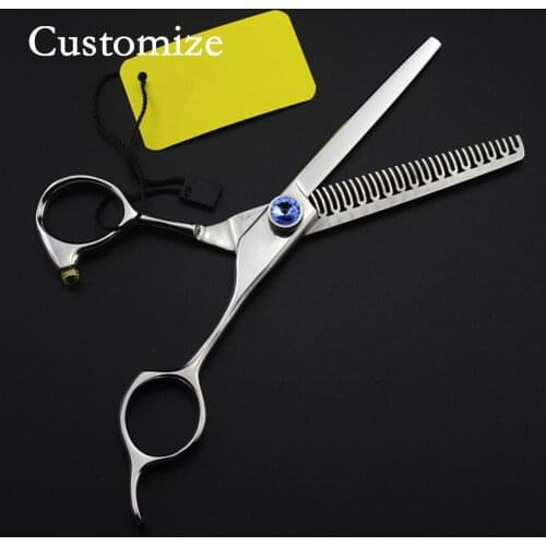 Customize LOGO Upscale japan 440c steel 6 inch cut hair scissors barber makas scissor 50% thinning shears hairdressing scissors