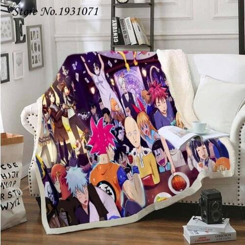NEW ONE PUNCH MAN 3D Printed Fleece Blanket for Beds Thick Quilt Fashion Bedspread Sherpa Throw Blanket Adults Kids 03