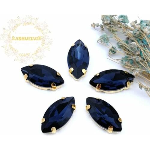 New product Horse eye Chinese Cymbidium Crystal Glass Sewing Rhinestones with gold Claw DIY Wedding Dresses