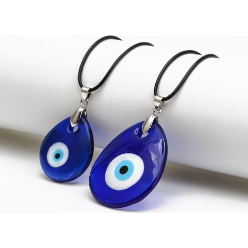 1PC Blue Drop Water Evil Eye Pendants Necklace For Women Men Glass Turkey Evil Eyes Lucky Rope Chain Choker Jewelry Accessories