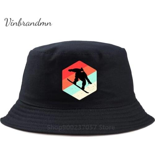 Vintage Snowboarding Icon New Winter Spring Collection Retro Snowboarder Panama Bucket Hat Funny Snowboard Bucket Cap