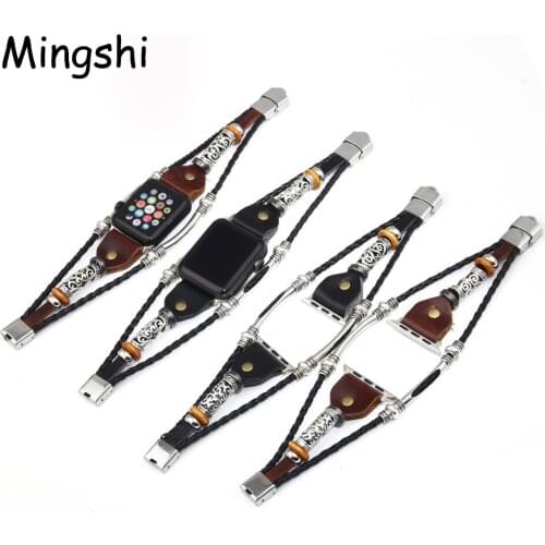 High quality Leather Loop for iwatch series se 6 5 4 3 2 1 44mm Strap for Apple Watch Band 38mm 42mm 40mm for iWatch Wristband