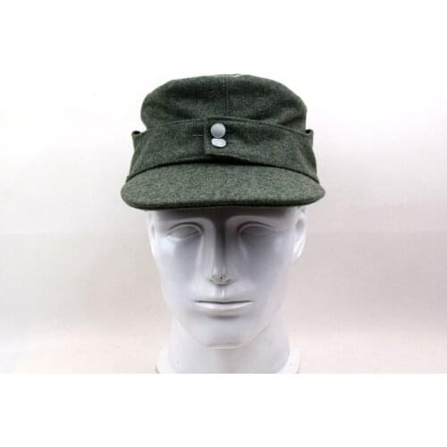 REPLICA WWII WW2 GERMAN M43 OFFICER WH EM FIELD PANZER WOOLEN CAP HAT GREEN Military War Reenactments