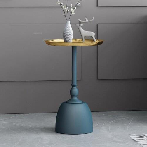 Nordic Small Apartment Study Coffee Table Living Room Sofa Side Table Simple Modern Wrought Iron Furniture Round Corner Tables