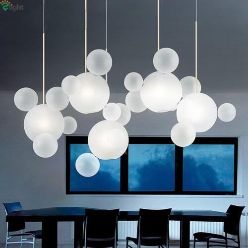 Modern Frosted Glass Bubbles Led Pendant Lights Dining Room Led Pendant Chandelier Lamp Living Room Led Hanging Light Fixtures