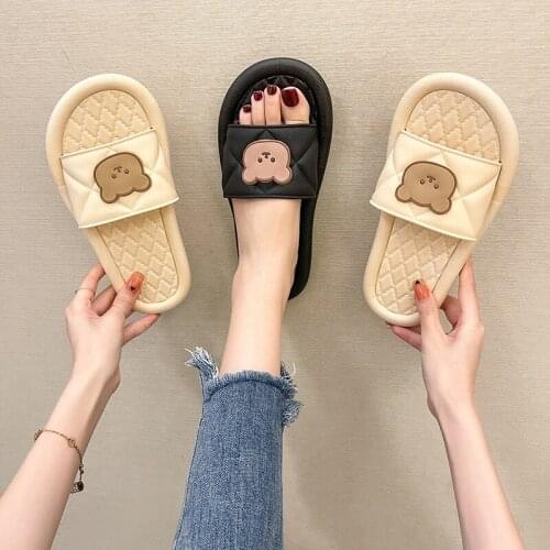 2021 Cartoon Bear Soft Sole Slippers Female Summer Indoor Household Bathroom Wear Non-slip Soft Sole Slippers