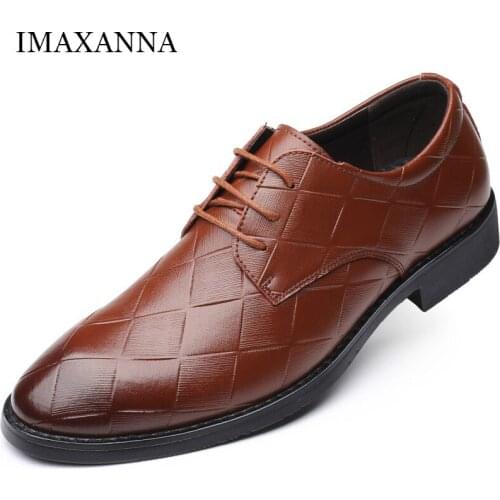 IMAXANNA Spring Autumn New Leather Shoes Men Casual Dress Shoe Male Business Office Fashion Wedding Shoes Luxury High Quality