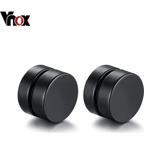 Vnox Small Round Stud Earrings Stainless Steel Black Gold Color