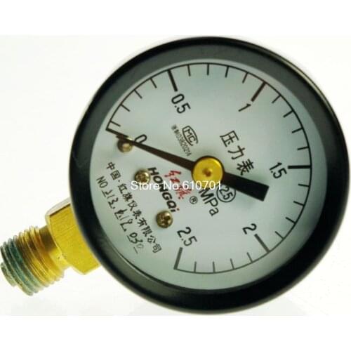 Water Oil Hydraulic Air Pressure Gauge Universal Gauge M10*1 40mm Dia 0-2.5Mpa