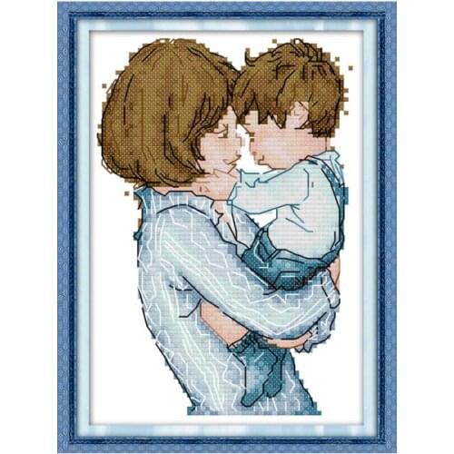 Mother and child cross stitch kit aida 14ct 11ct count print canvas stitches embroidery DIY handmade