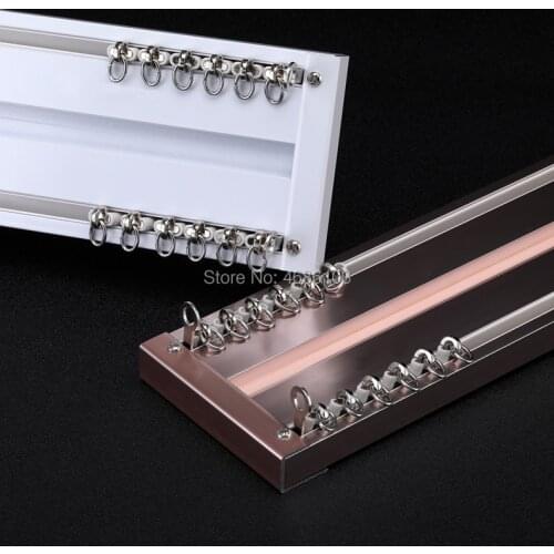 High Quality Aluminium alloy curtain rail Mute Double Curtain Track Curtain Rods for Bedroom/study room/living room