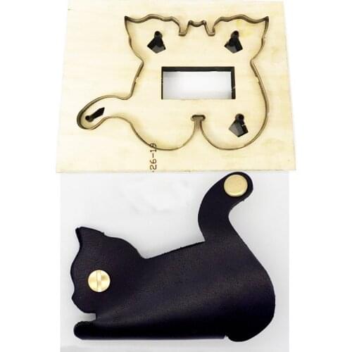 Japan Steel Blade DIY Leather Craft Cat Design Key Ring Bag Rivet Hole Wooden Die Cutting Hand Punch Tool 100*55mm