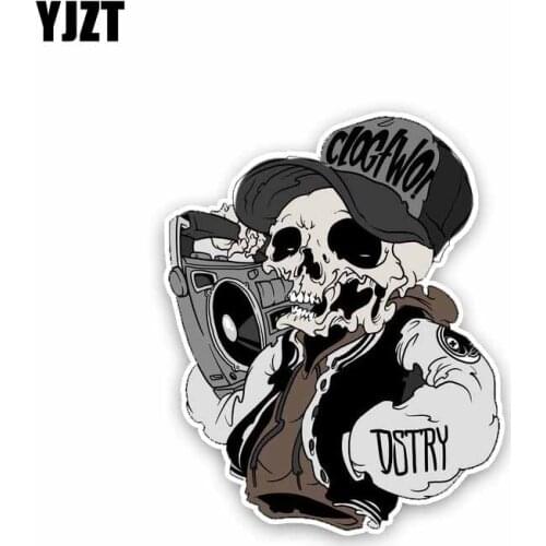 YJZT 9CM*11.2CM Car Sticker Rock And Roll Skeleton Decal Creative Window Stickers 6-2360