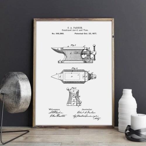 Blacksmith Anvil Patent Poster, Barn Wall Art, Farm Decor, Metal Work, Blacksmith Made,Garage ,gift idea,wall Decorations