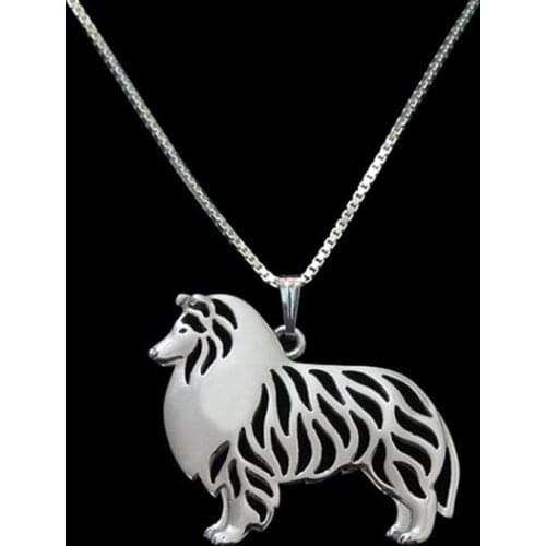 Standing Rough Collie Pendant Necklace Dog Jewelry Women Best Friend Choker 10pcs/lot