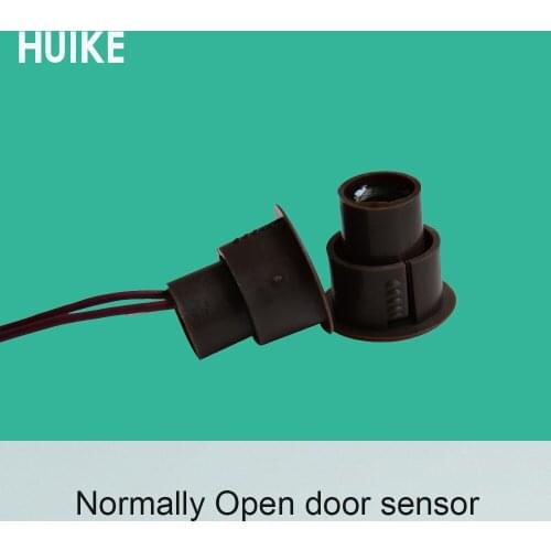 10 PCS Rolling Embedded Door Contact Sensor With 25CM Cable NO Signal Output Brown Color Magnetic Switch Security Alarm