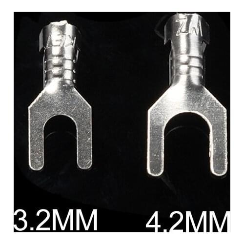 100Pcs 3.2mm 4.2mm Y-shape Wire Crimp Terminal Fork Terminal Lug Terminals Wire Naked Connector Y-Type Terminal